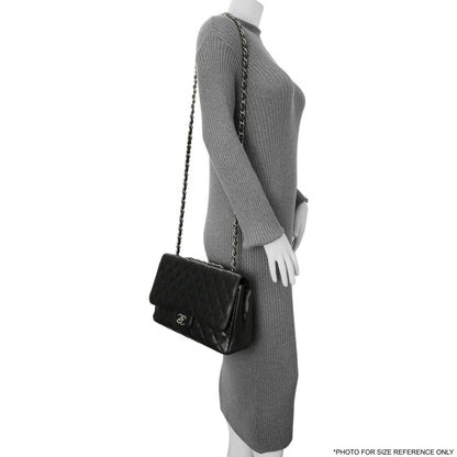 Exclusive Chanel Black Quilted Caviar Jumbo Single Flap — Alternate View 11