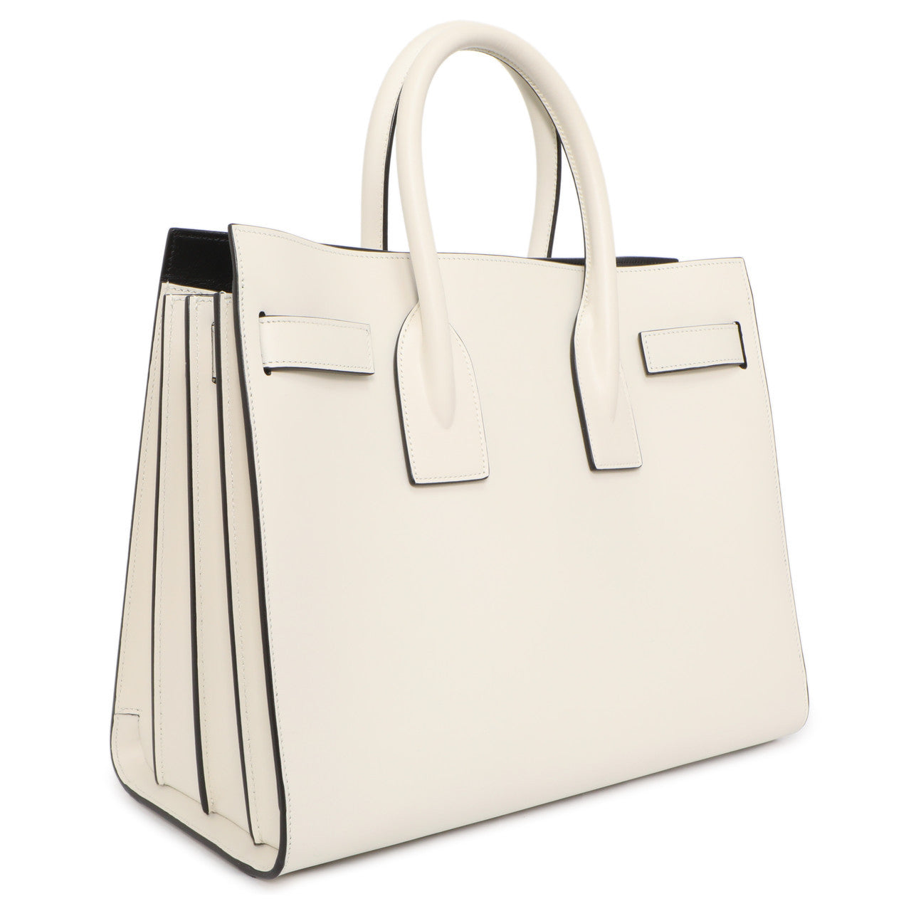 Exclusive Saint Laurent White Calfskin Small Sac De  Jour — Side View