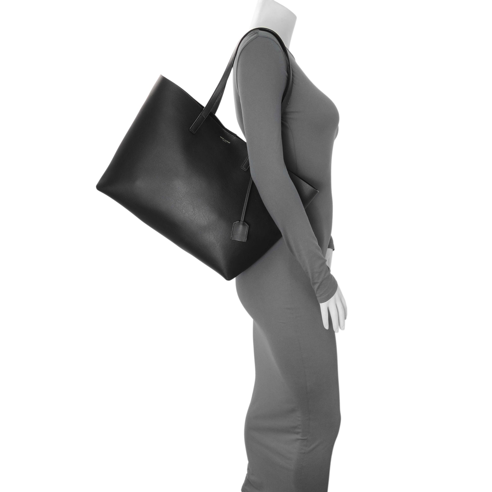 Exclusive Saint Laurent Black Calfskin Large Shopping Tote — Alternate View 7