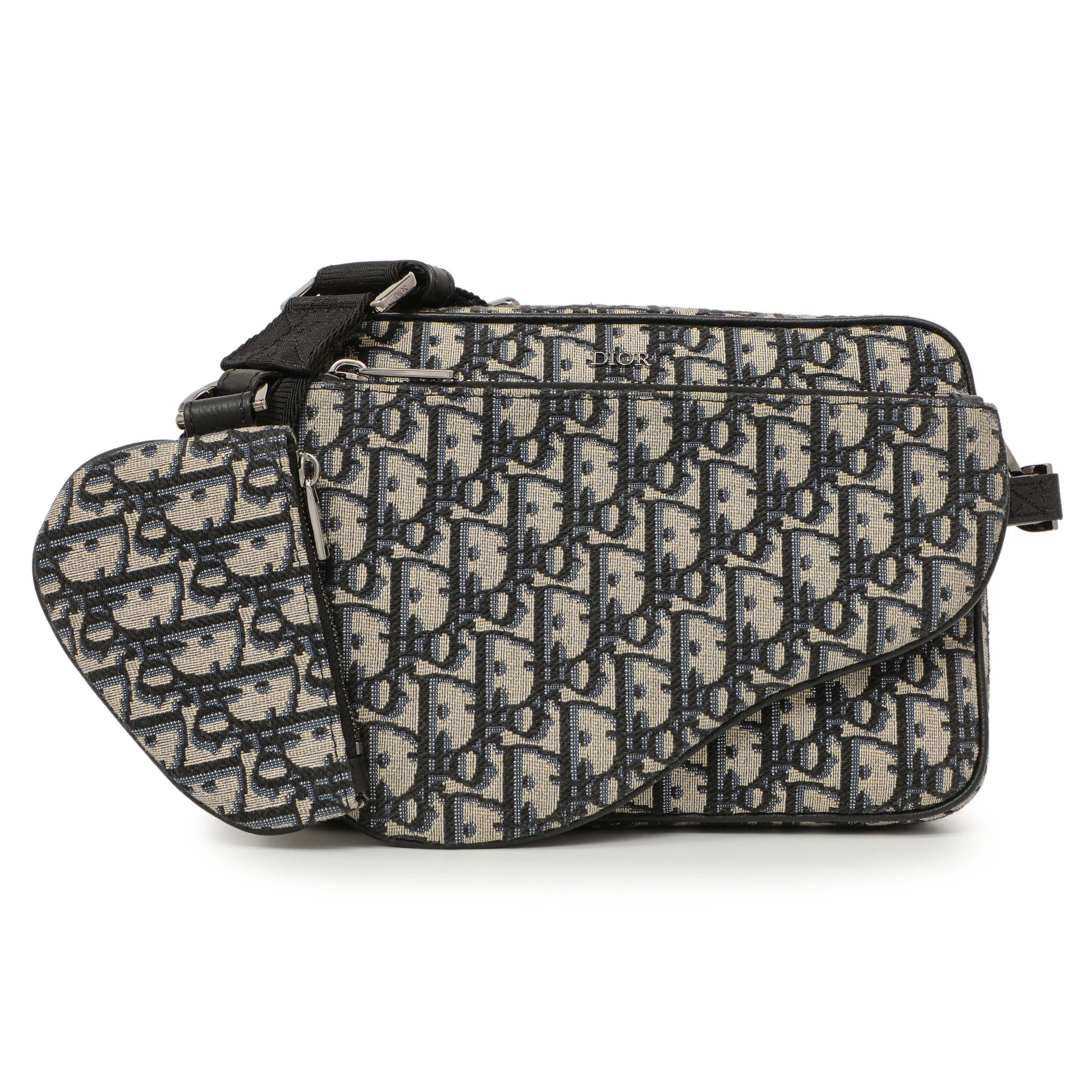 Exclusive Christian Dior Oblique Saddle Triple Pouch — Front View