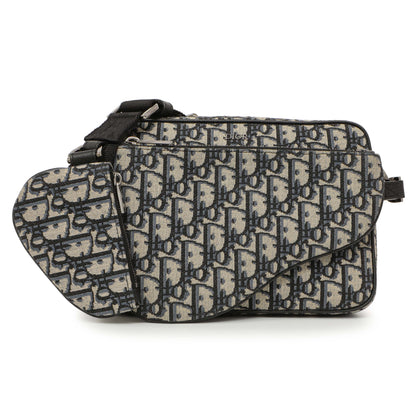 Exclusive Christian Dior Oblique Saddle Triple Pouch — Front View