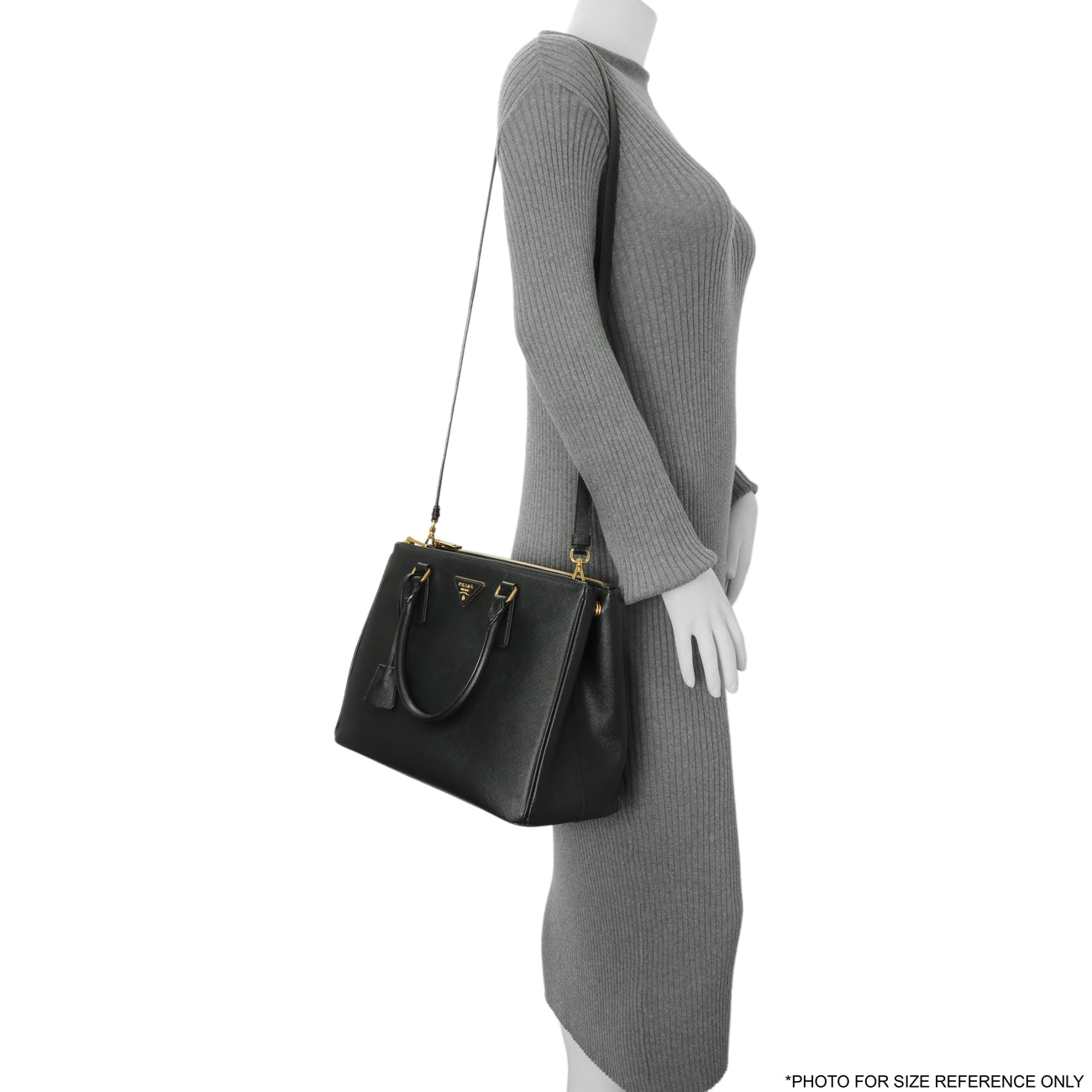 Exclusive Prada Black Saffiano Medium Galleria Double Zip Tote — Alternate View 12