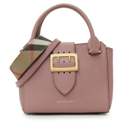 Exclusive Burberry Dusty Pink Grained Calfskin Small Buckle Tote — Front View