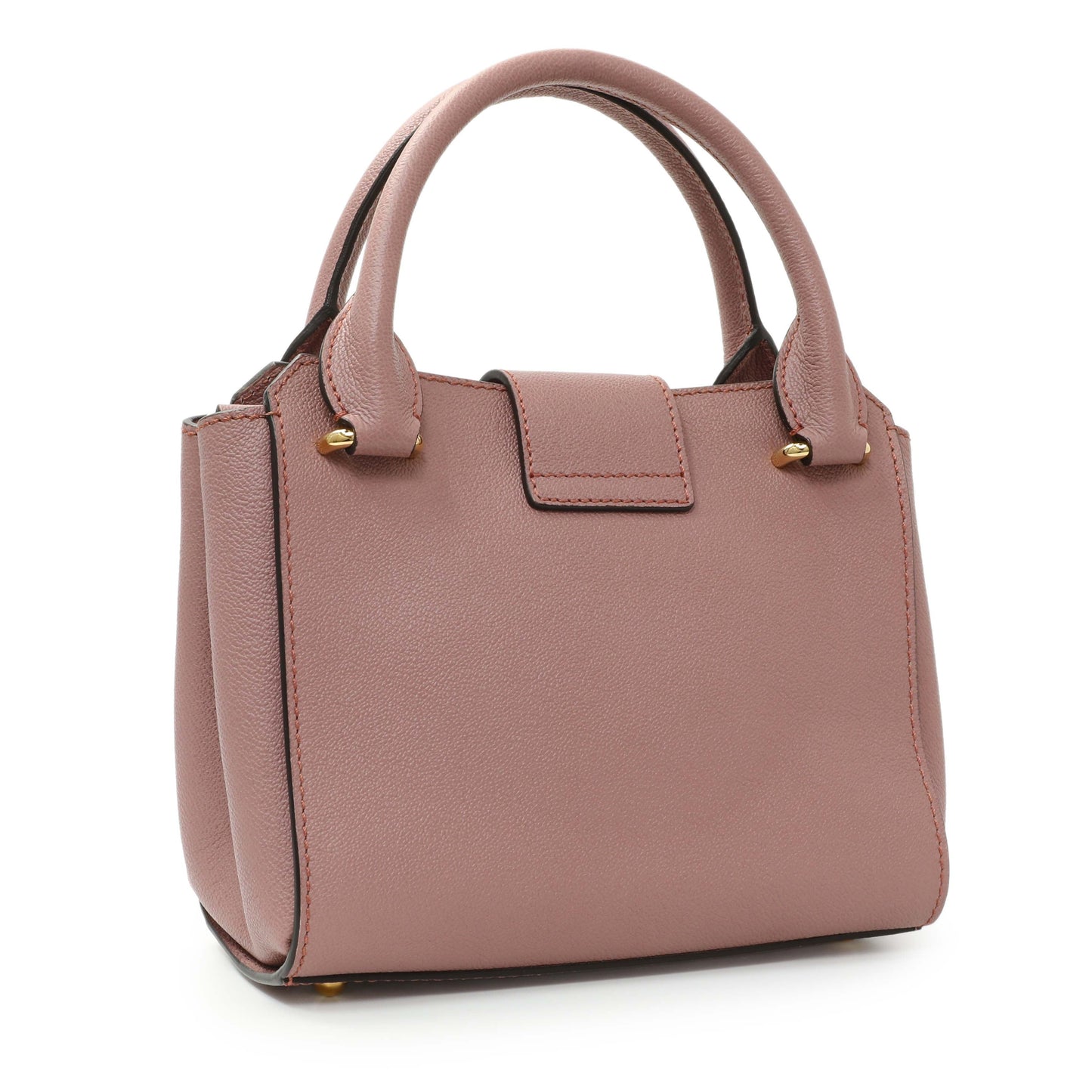 Exclusive Burberry Dusty Pink Grained Calfskin Small Buckle Tote — Side View