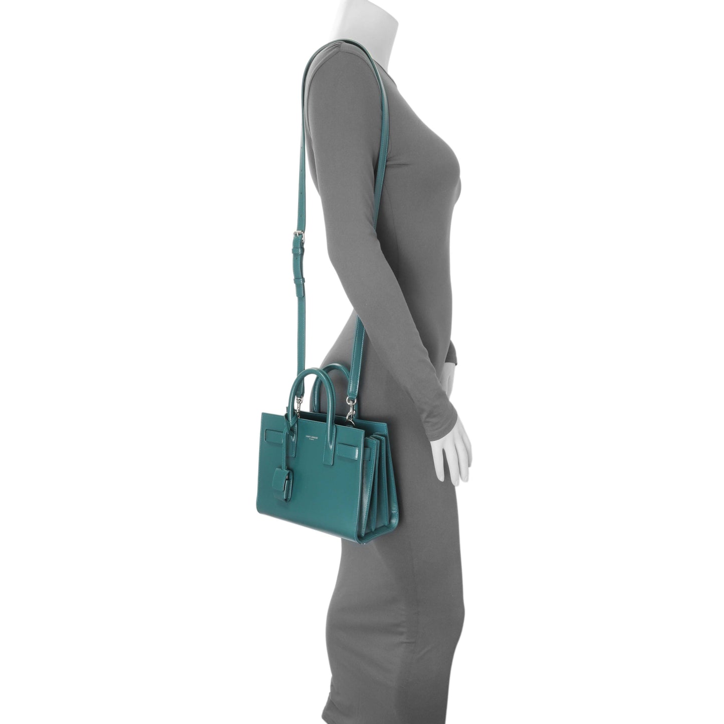 Exclusive Saint Laurent Teal Calfskin Nano Sac De Jour — Alternate View 11