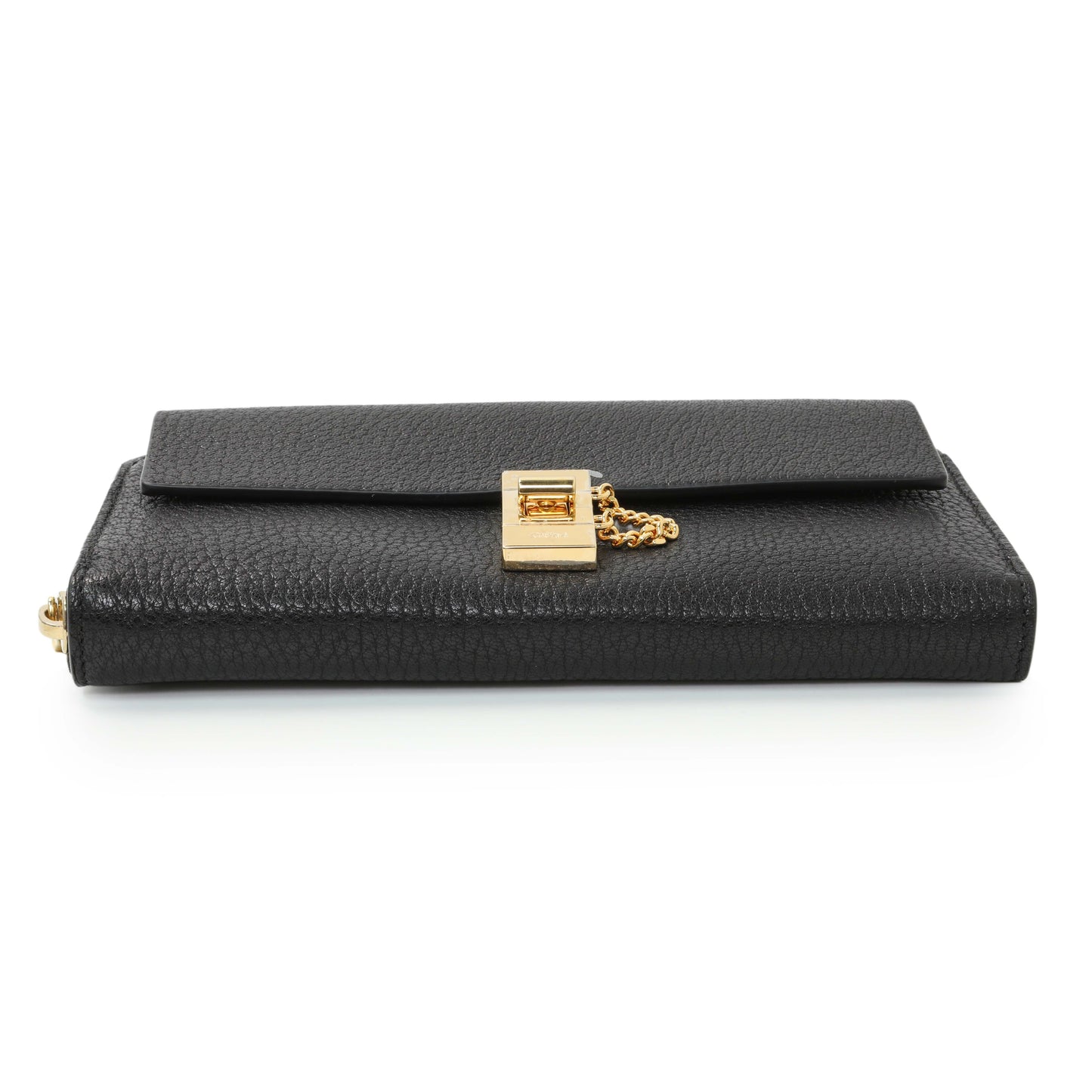 Exclusive Chloe Black Grained Calfskin Drew Zip Wallet — Back View