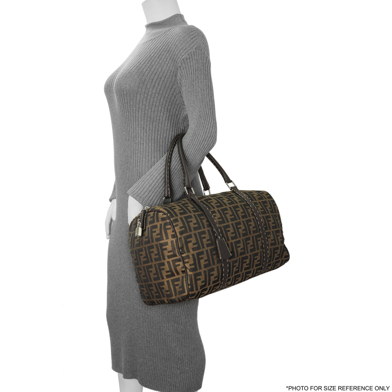 Exclusive Fendi Zucca Selleria Large Boston Bag — Alternate View 11