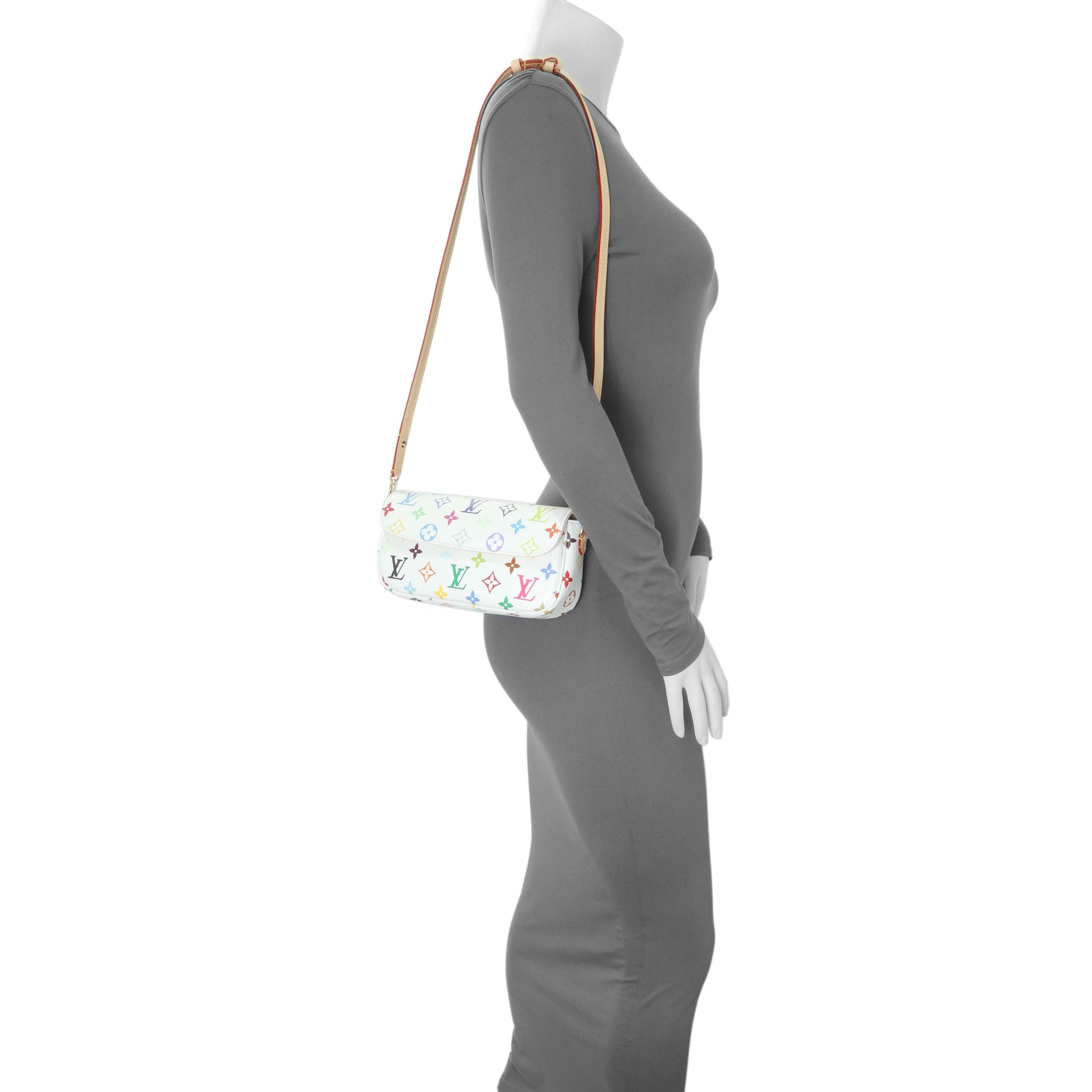Exclusive Louis Vuitton X Takashi Murakami Monogram Multicolor Ivy Wallet On Chain — Lifestyle View