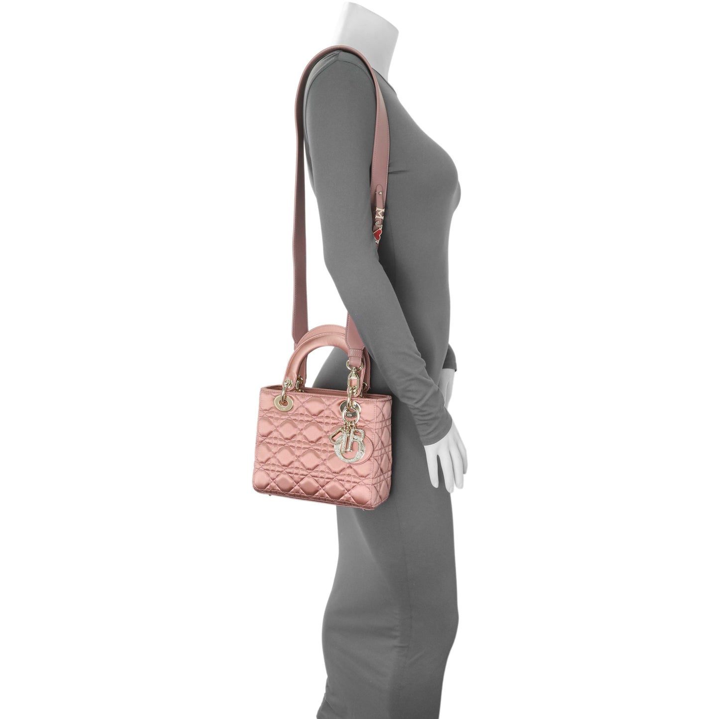 Exclusive Christian Dior Pink Satin Crystal Cannage Small My ABCDior Lady Dior — Alternate View 8
