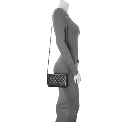 Exclusive Chanel Black Quilted Caviar Wallet on Chain — Alternate View 8