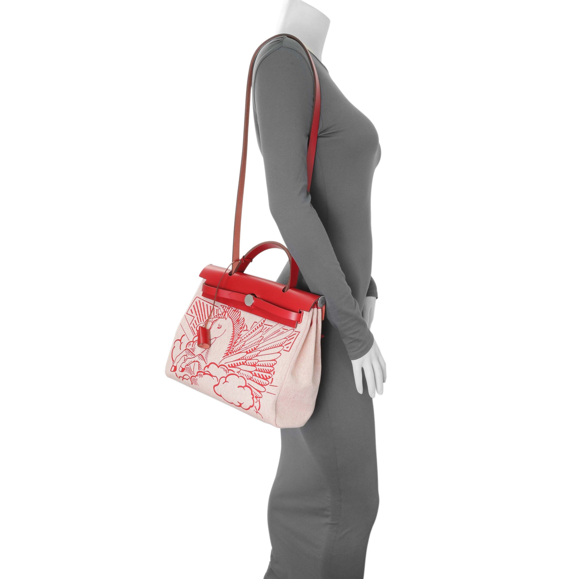 Exclusive Hermes Vache Hunter Rouge Piment Toile Pegase Pop Herbag Zip Retourne 31 PM — Alternate View 7