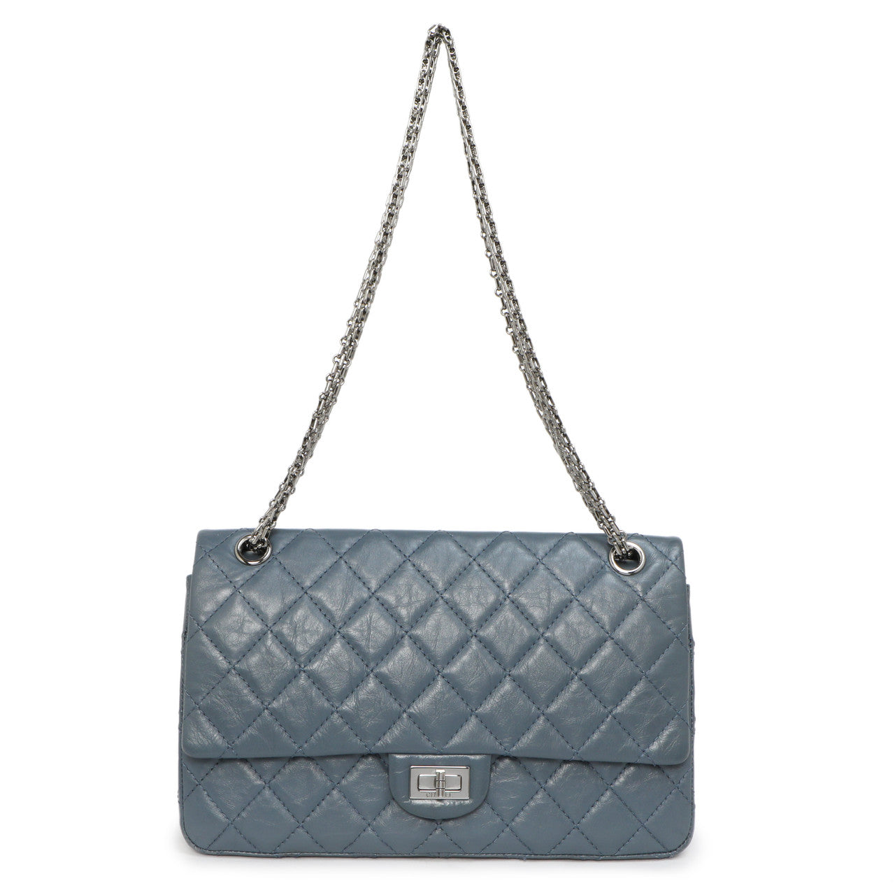 Exclusive Chanel Blue Quilted Aged Calfskin 2.55 Reissue Double Flap 226 — Front View