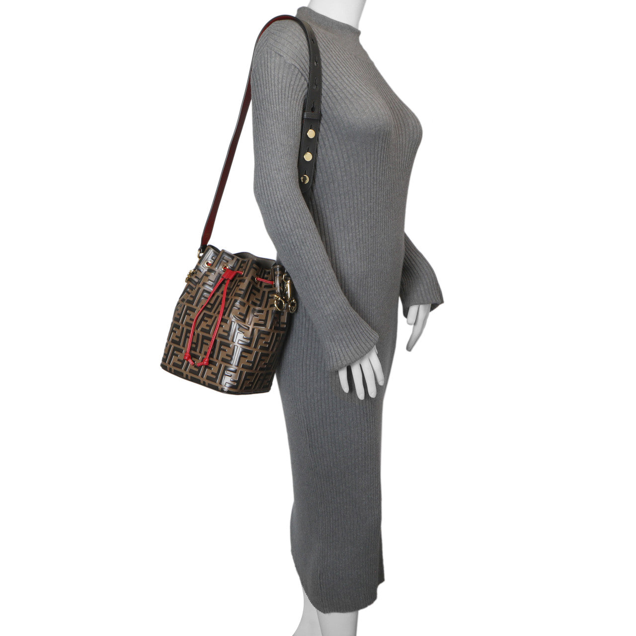 Exclusive Fendi FF 1974 Embossed Calfskin Grande Mon Tresor Bucket Bag — Alternate View 13