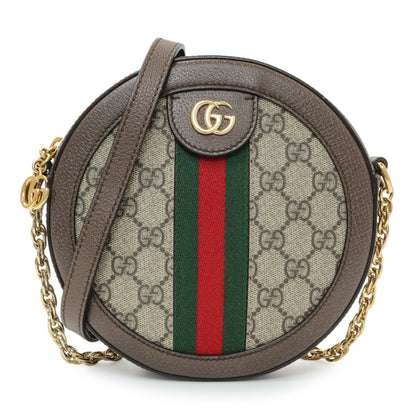 Exclusive Gucci GG Supreme Monogram Web Mini Ophidia Round Shoulder Bag — Front View