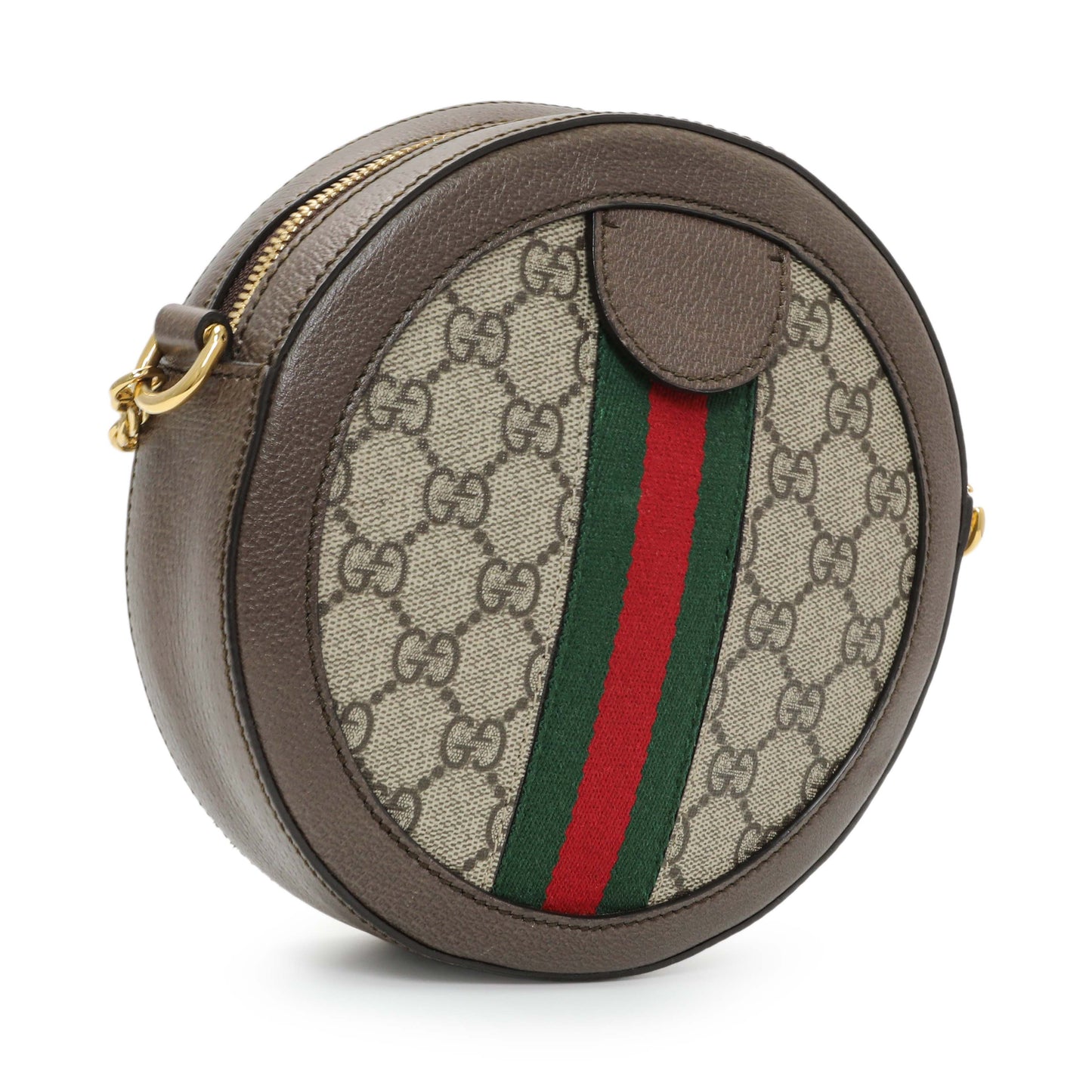 Exclusive Gucci GG Supreme Monogram Web Mini Ophidia Round Shoulder Bag — Side View