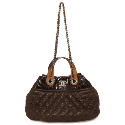 Exclusive Chanel Burgundy Quilted Iridescent Calfskin Small In The Mix Tote — Front View