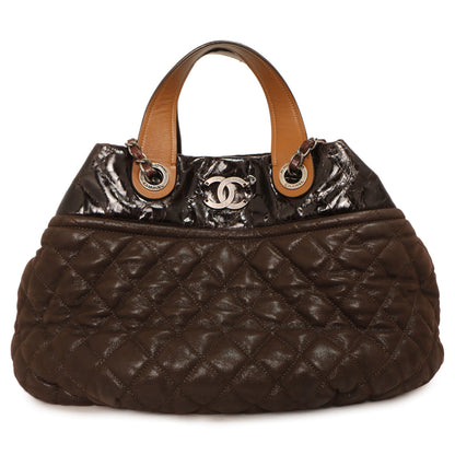 Exclusive Chanel Burgundy Quilted Iridescent Calfskin Small In The Mix Tote — Side View
