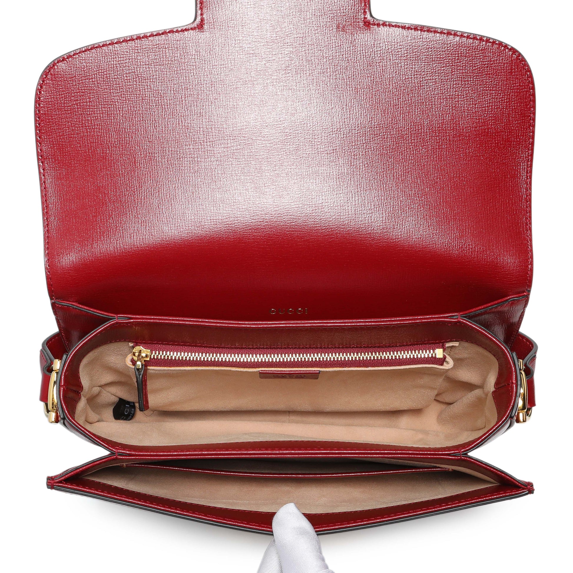Exclusive Gucci GG Supreme Monogram Azalea Calfskin Horsebit 1955 Shoulder Bag — Top View