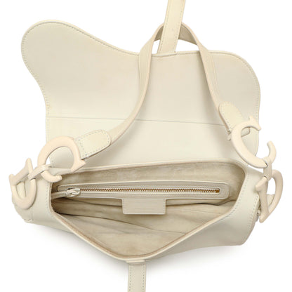 Exclusive Christian Dior White Ultra Matte Calfskin Saddle Bag — Top View