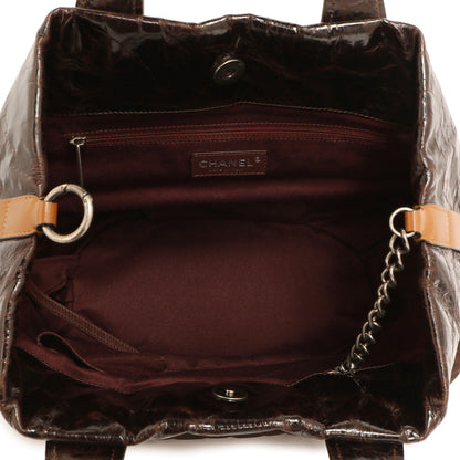 Exclusive Chanel Burgundy Quilted Iridescent Calfskin Small In The Mix Tote — Detail View