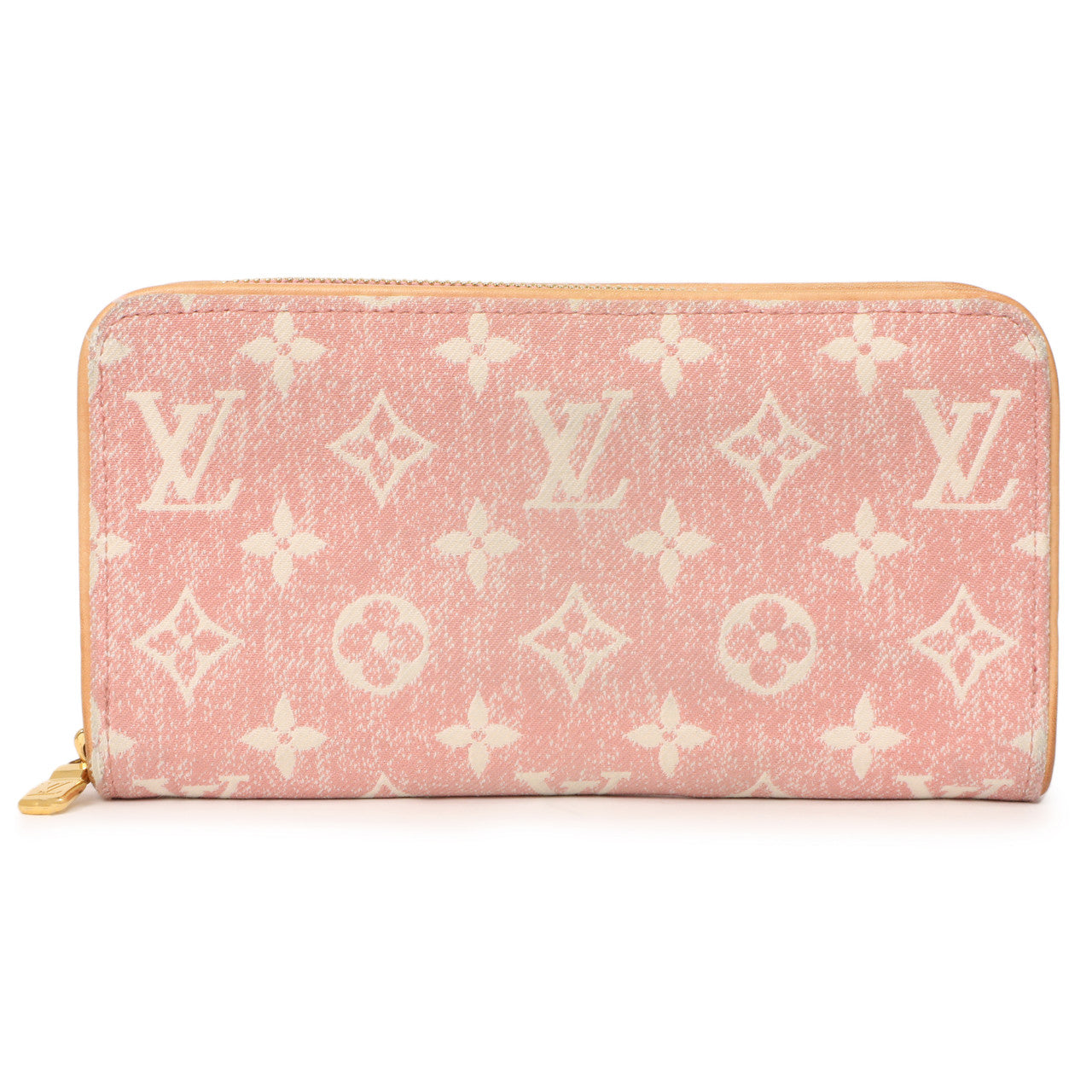 Exclusive Louis Vuitton Pink Denim Monogram Jacquard Zippy Wallet — Front View