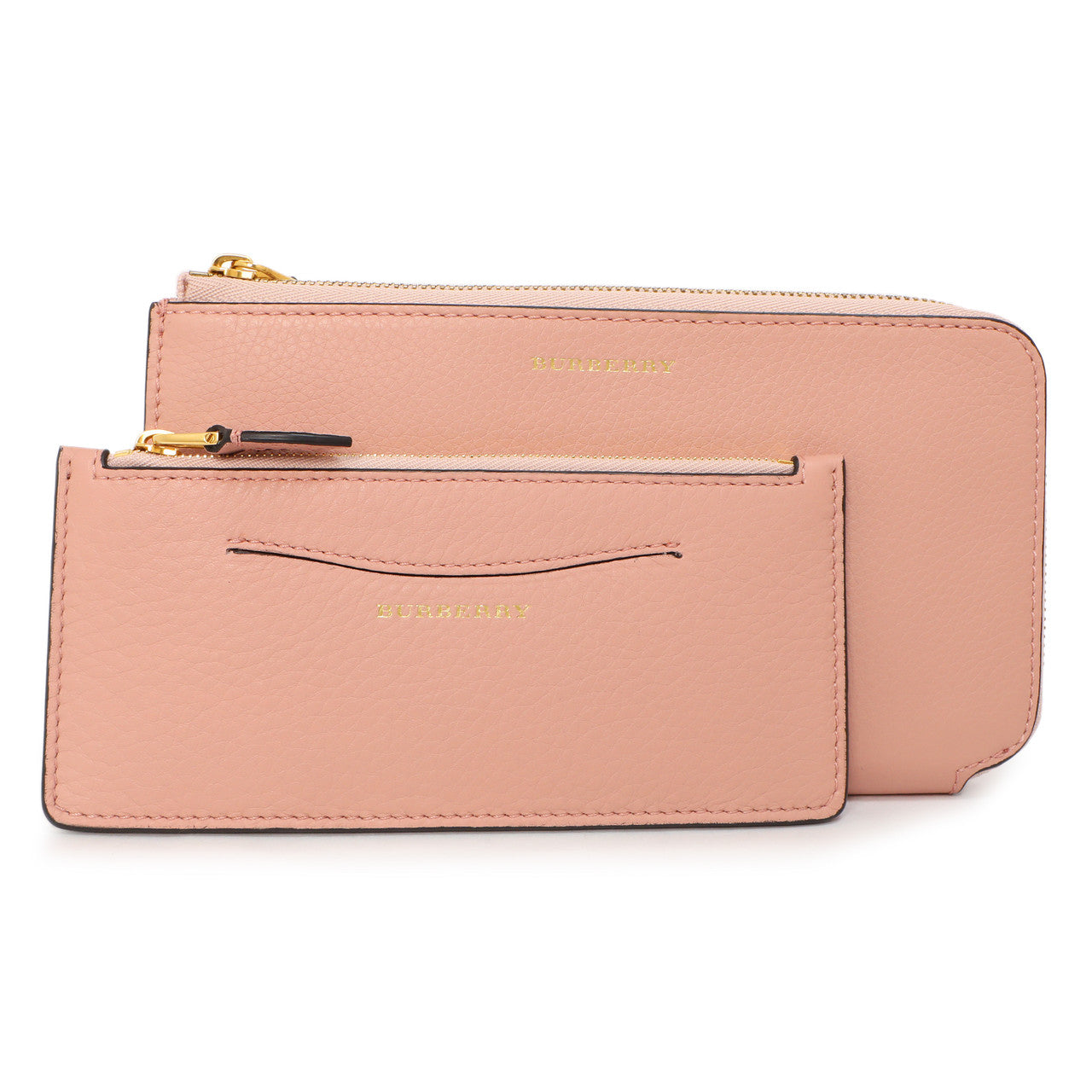 Exclusive Burberry Pink Calfskin Zip Wallet With Coin Pouch — Front View