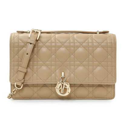 Exclusive Christian Dior Biscuit Cannage Lambskin My Dior Top Handle Bag — Front View