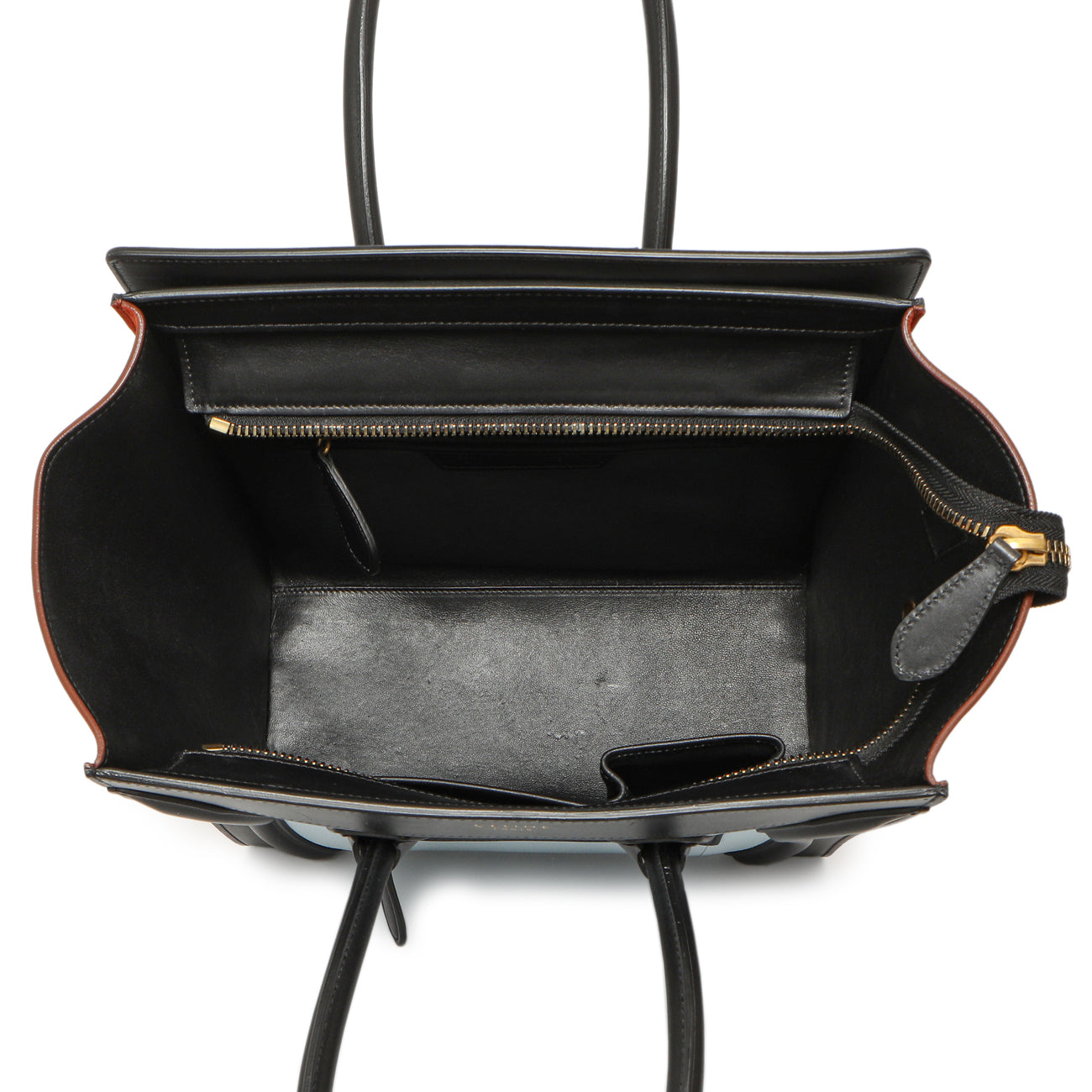 Exclusive Celine Tricolor Calfskin Micro Luggage Tote — Top View
