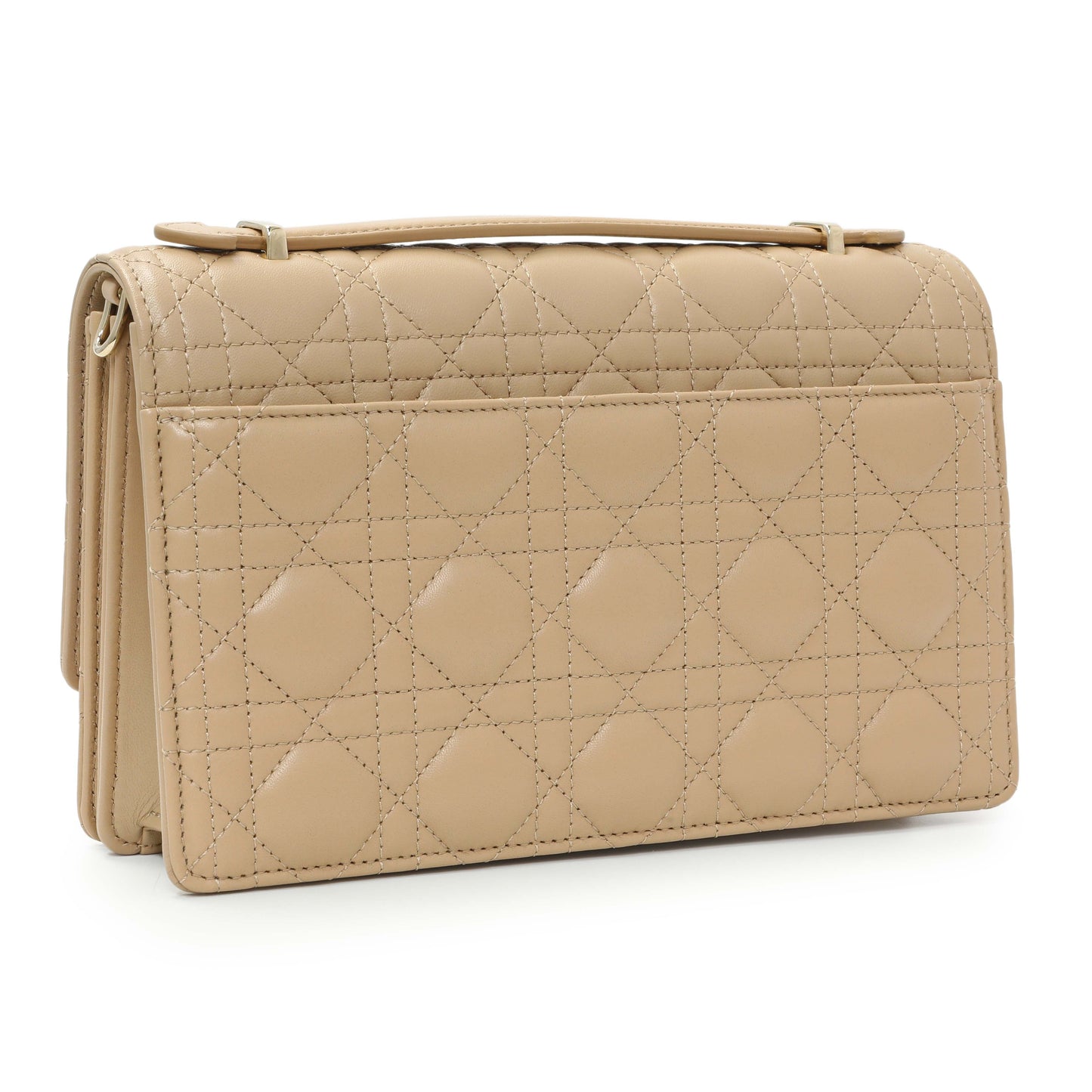 Exclusive Christian Dior Biscuit Cannage Lambskin My Dior Top Handle Bag — Side View