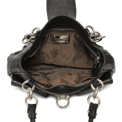 Exclusive Salvatore Ferragamo Black Calfskin Gancini Bag — Top View