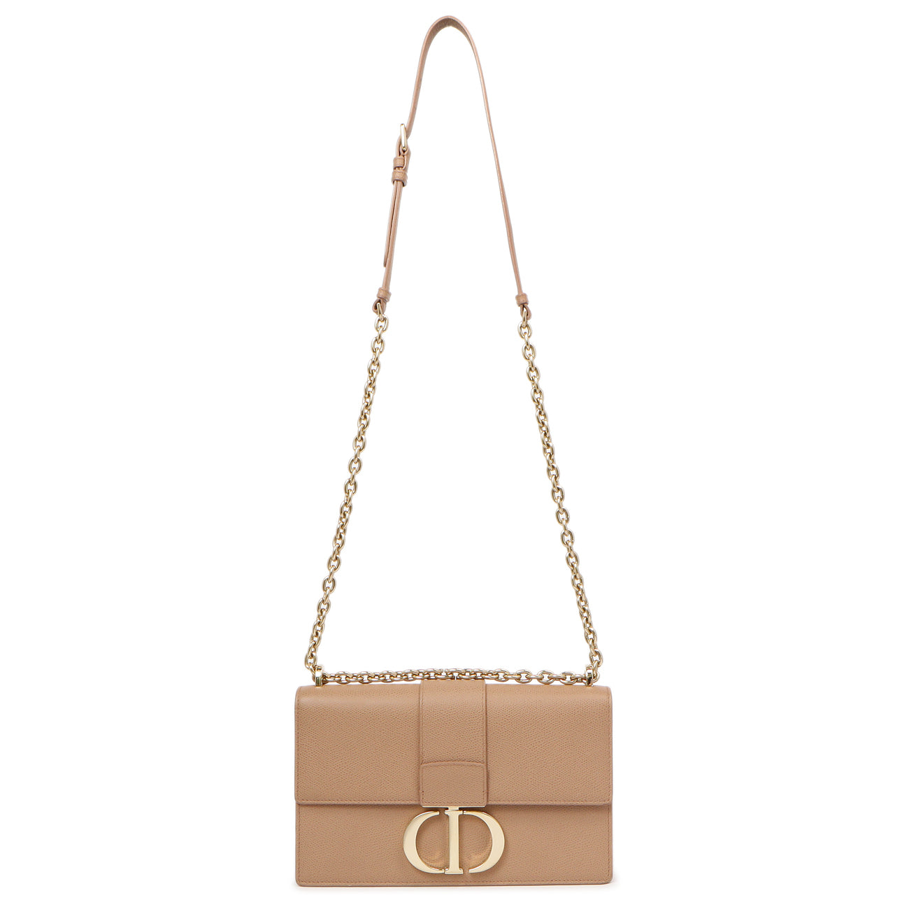 Exclusive Christian Dior Blush Grained Calfskin 30 Montaigne Chain Flap Bag — Front View