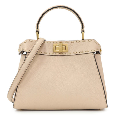 Exclusive Fendi Cuoio Romano Selleria Mini Peekaboo Iconic Satchel — Front View