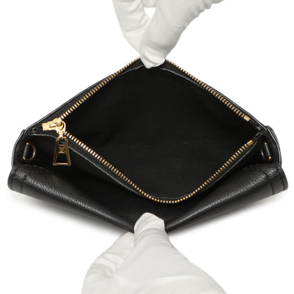 Exclusive Louis Vuitton Black Grained Calfskin Lockme Chain Phone Pouch — Detail View
