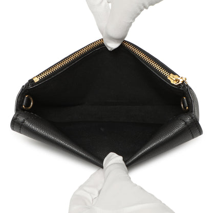 Exclusive Louis Vuitton Black Grained Calfskin Lockme Chain Phone Pouch — Lifestyle View