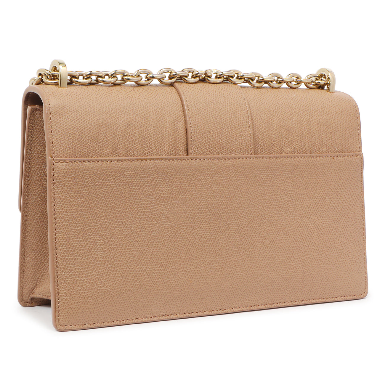 Exclusive Christian Dior Blush Grained Calfskin 30 Montaigne Chain Flap Bag — Back View