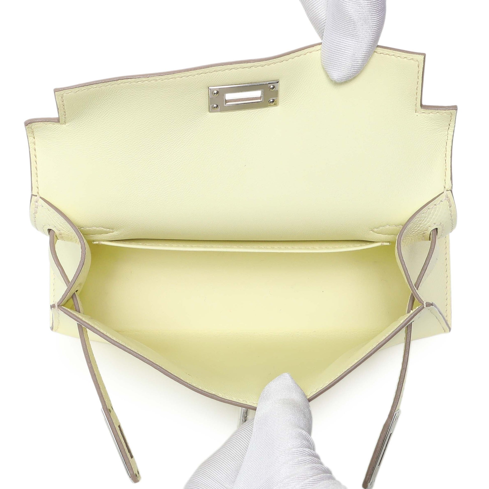 Exclusive Hermes Jaune Milton Epsom Mini Kelly Sellier 20 — Top View