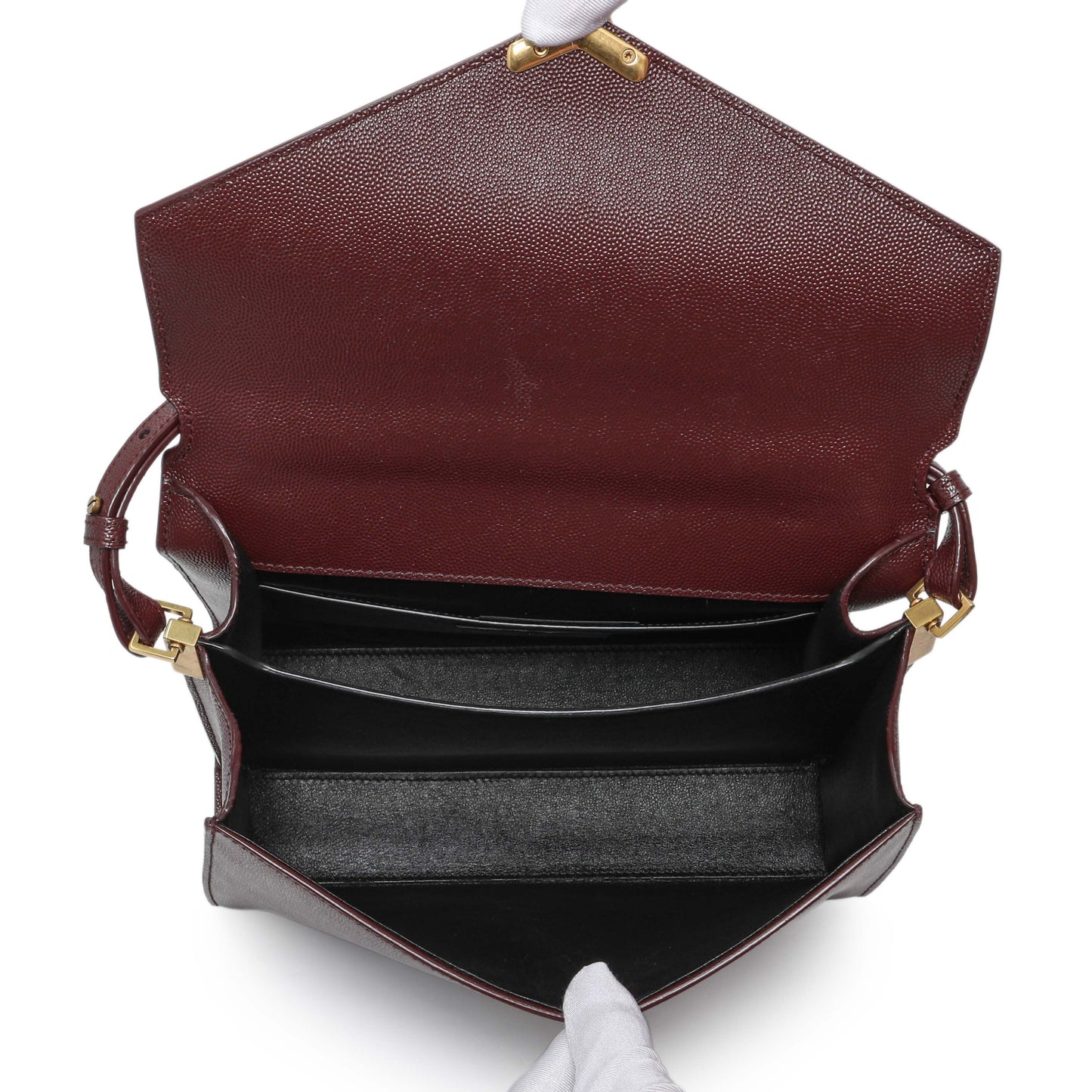 Exclusive Saint Laurent Burgundy Grain de Poudre Medium Classic Monogram Cassandra Top Handle — Alternate View 8