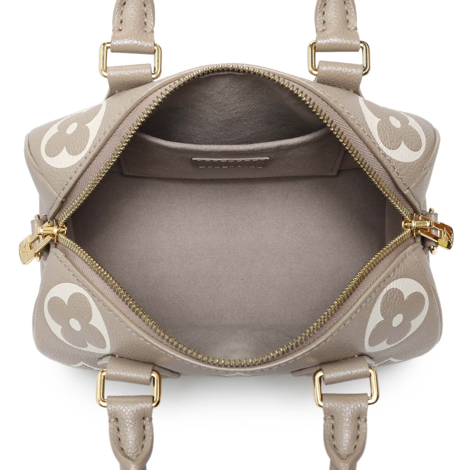 Exclusive Louis Vuitton Tourterelle Creme Empreinte Monogram Giant Speedy 20 Bandouliere — Alternate View 8