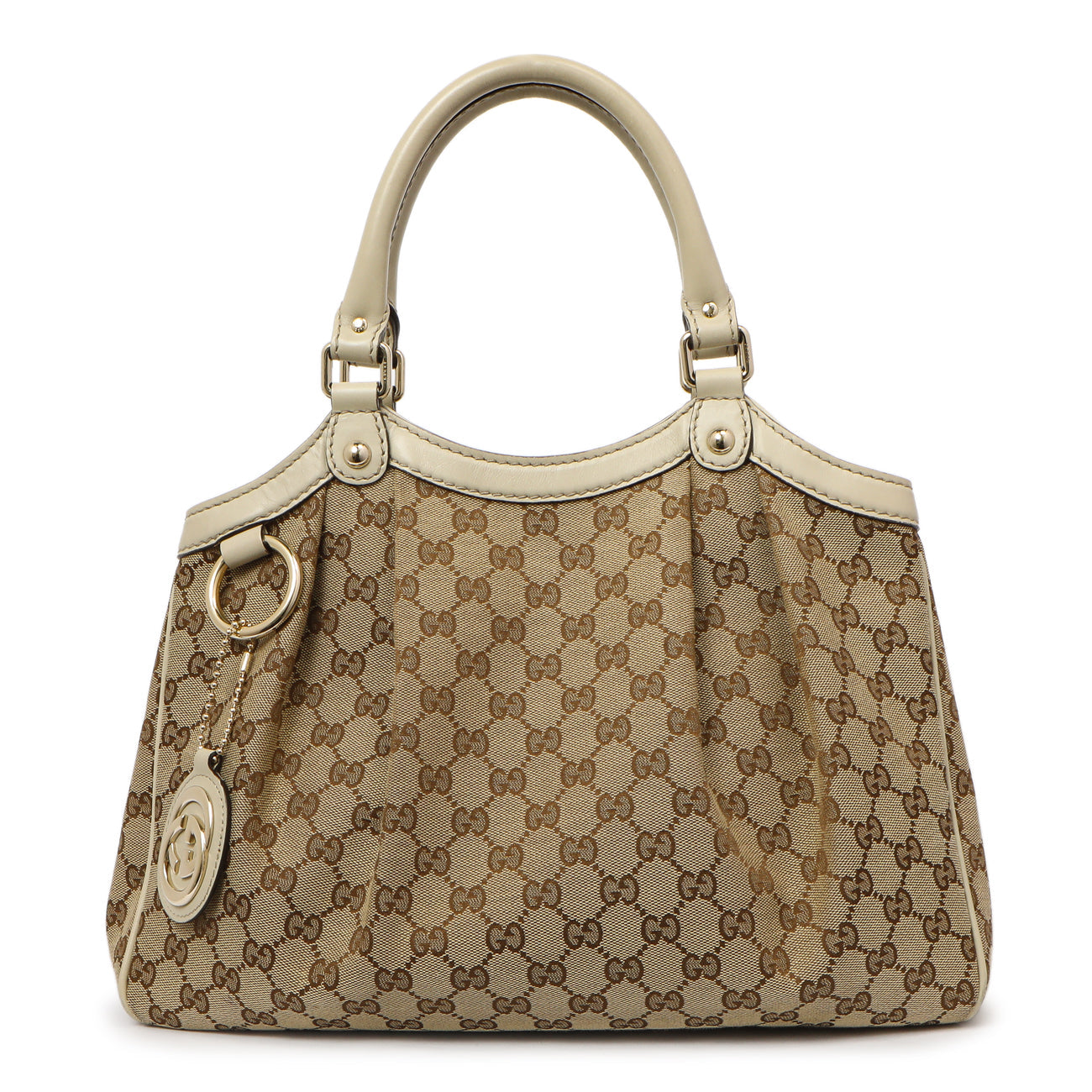 Exclusive Gucci Ivory Monogram Medium Sukey Tote — Front View