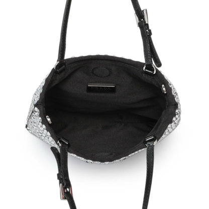Exclusive Prada Black Satin Crystal Embellished Mini Tote — Top View