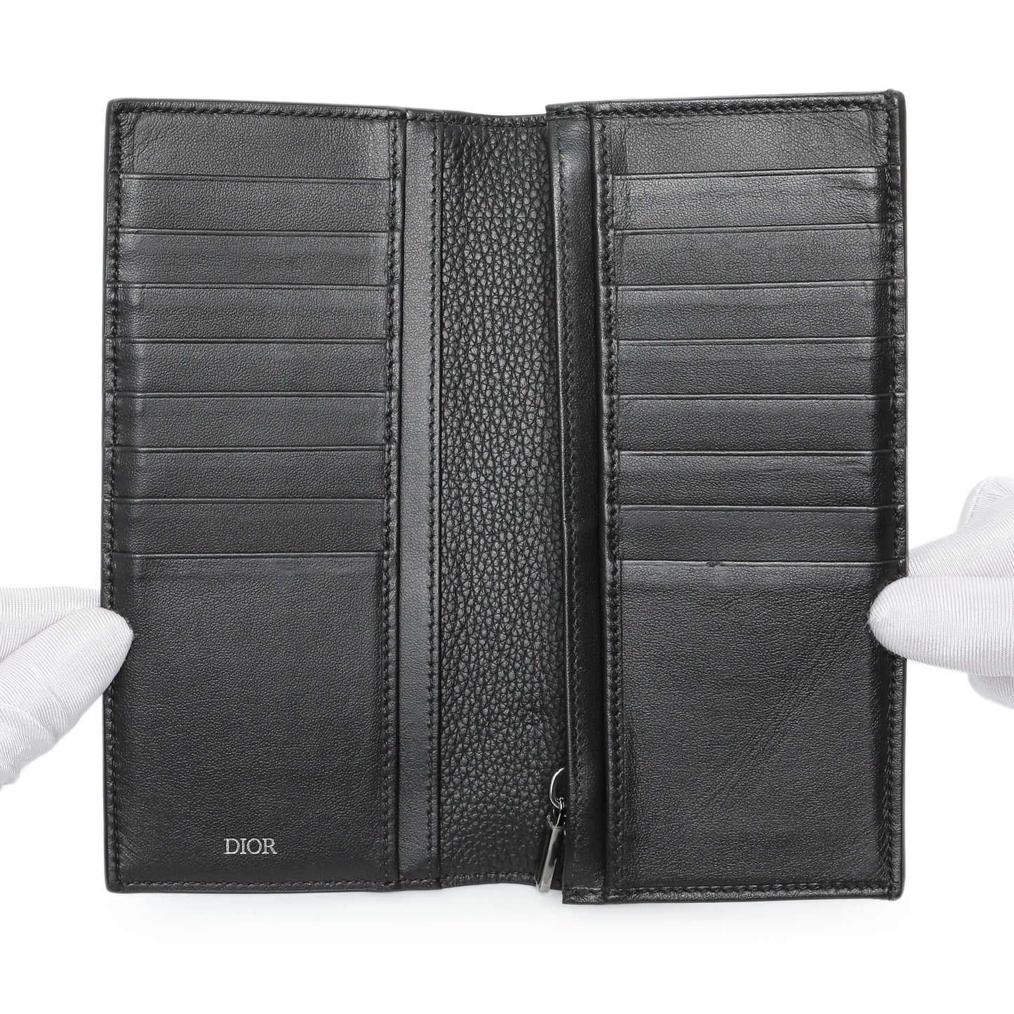 Exclusive Christian Dior Black Calfskin Icon Vertical Wallet — Top View