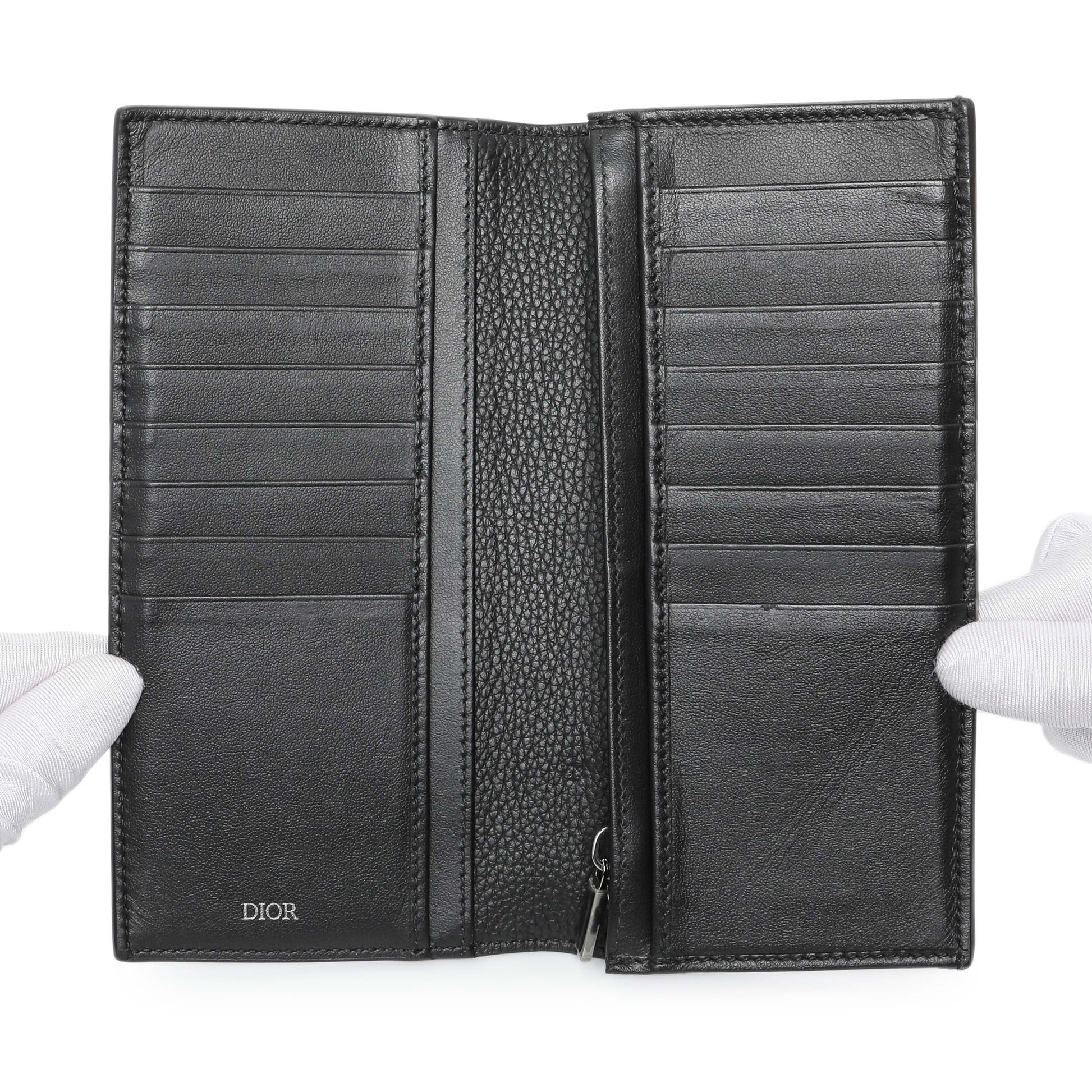 Exclusive Christian Dior Black Calfskin Icon Vertical Wallet — Top View