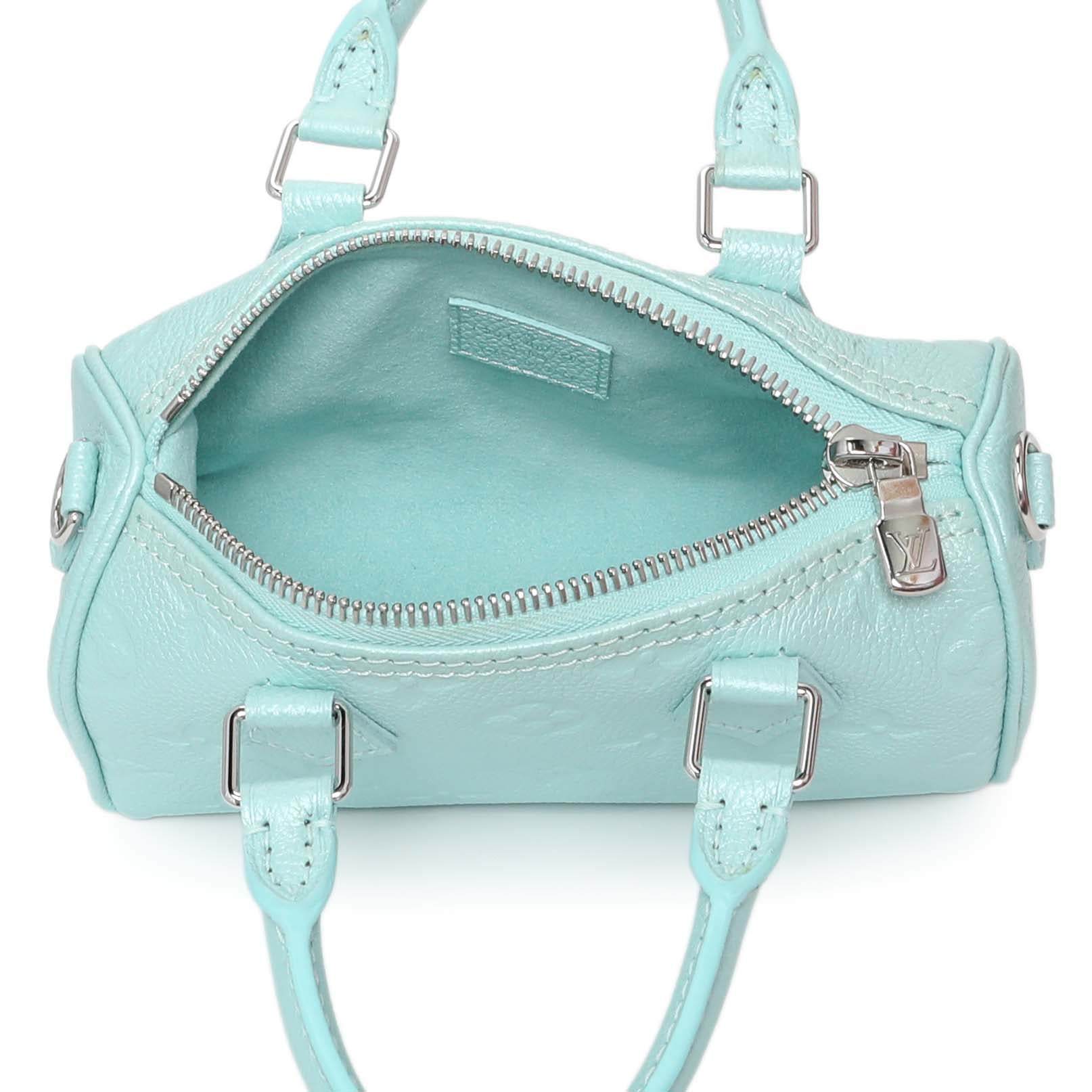 Exclusive Louis Vuitton Pearly Lagoon Turquoise Empreinte Monogram Nano Speedy — Top View