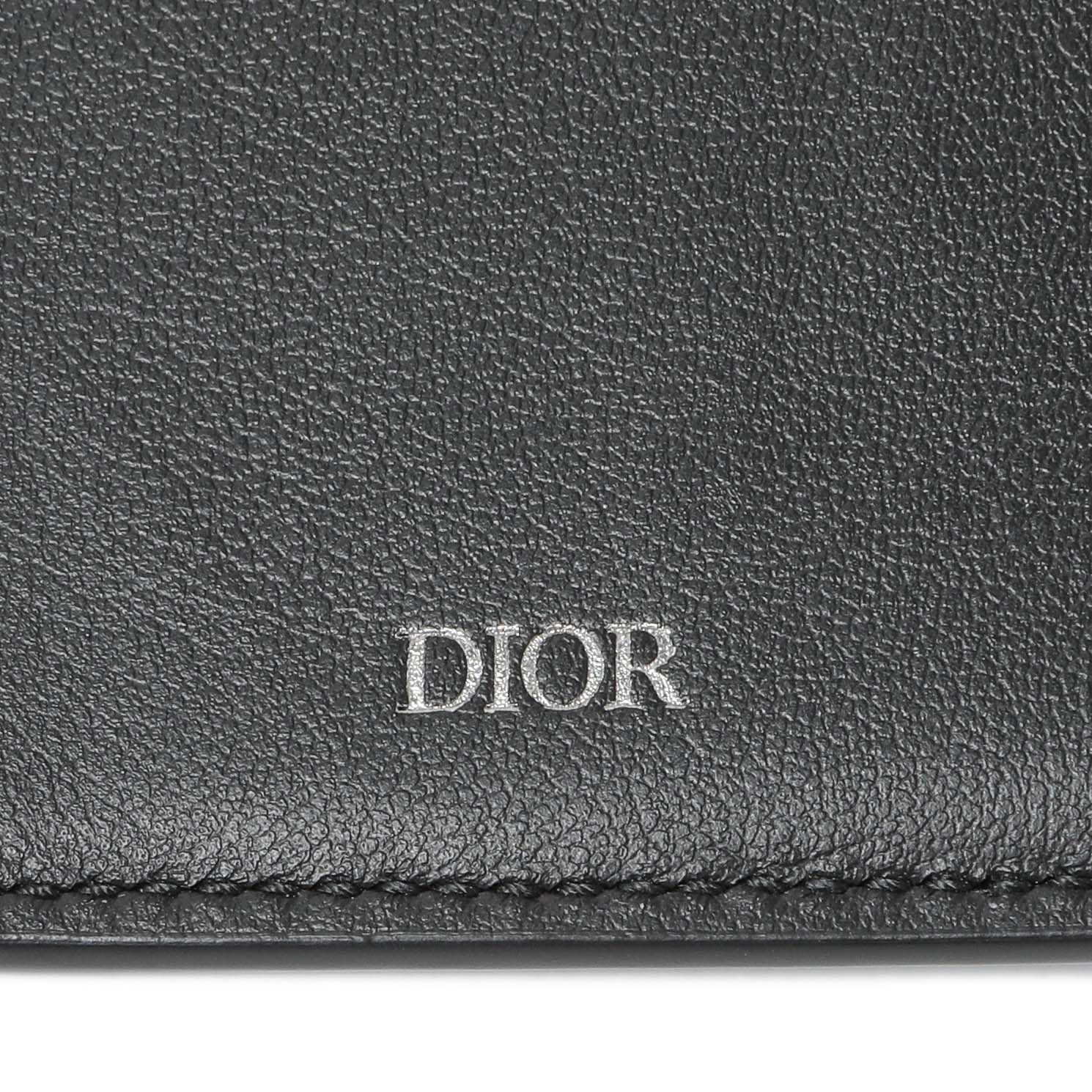 Exclusive Christian Dior Black Calfskin Icon Vertical Wallet — Detail View
