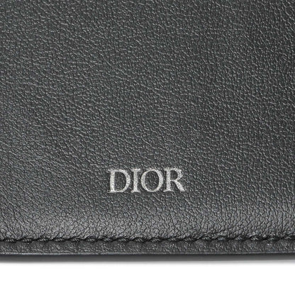 Exclusive Christian Dior Black Calfskin Icon Vertical Wallet — Detail View