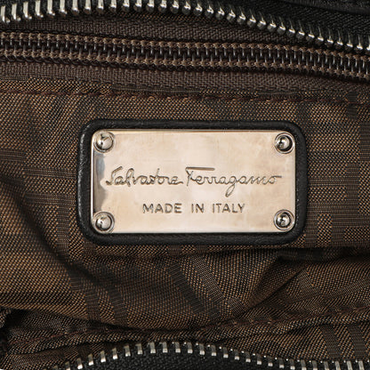 Exclusive Salvatore Ferragamo Black Calfskin Gancini Bag — Detail View