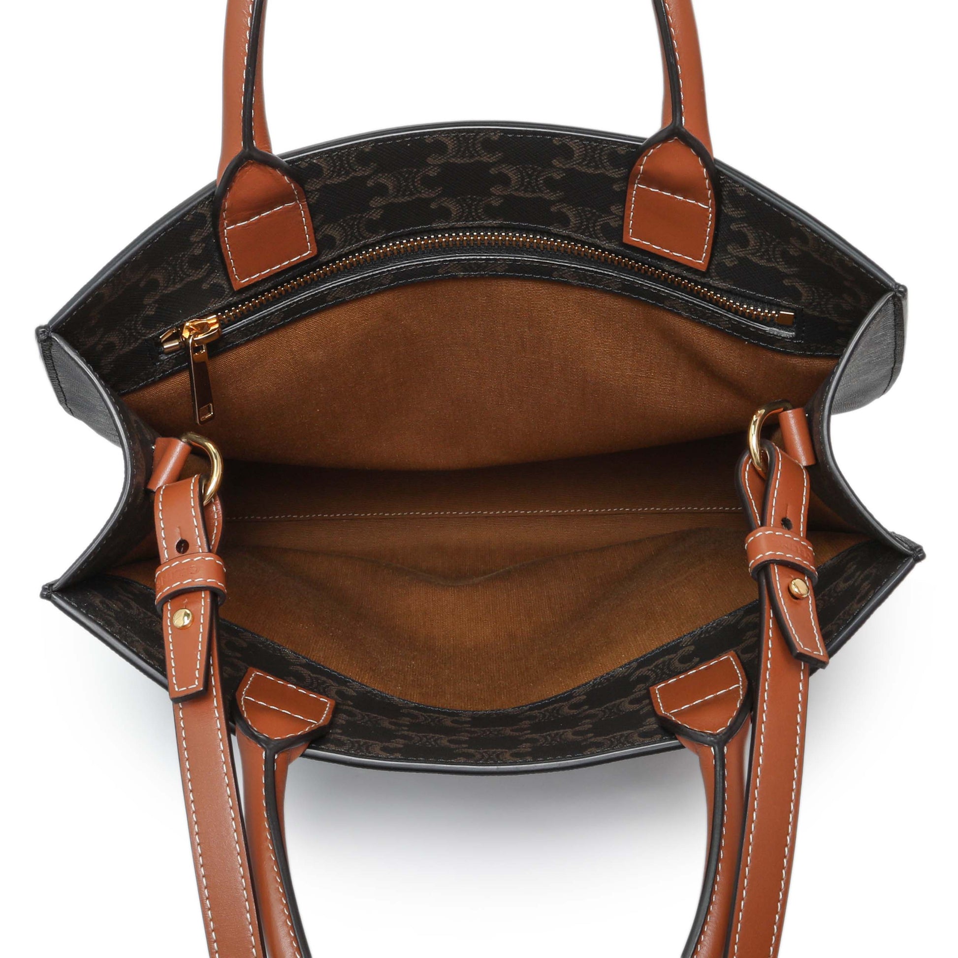 Exclusive Celine Triomphe Canvas Calfskin Small Vertical Cabas — Top View
