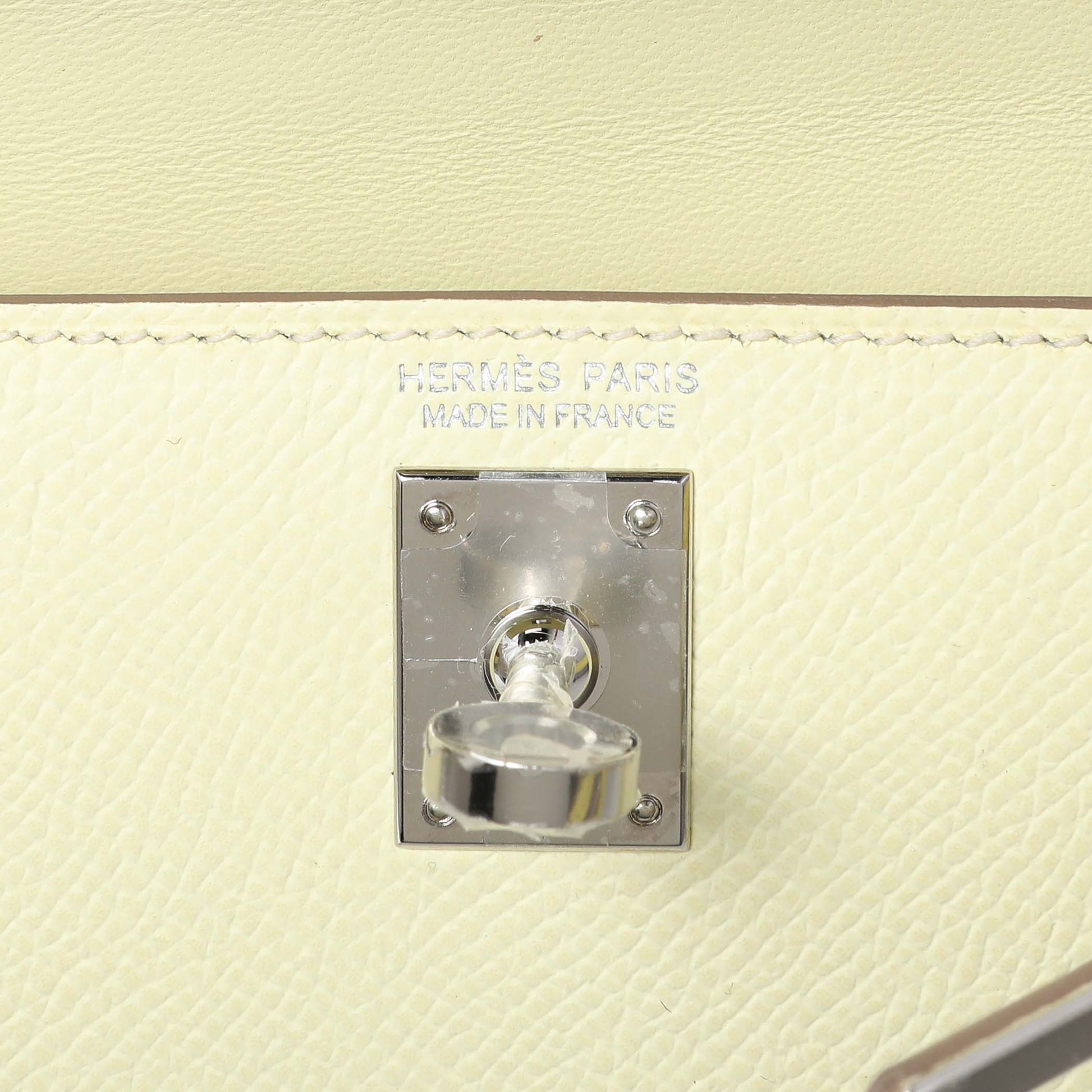 Exclusive Hermes Jaune Milton Epsom Mini Kelly Sellier 20 — Detail View
