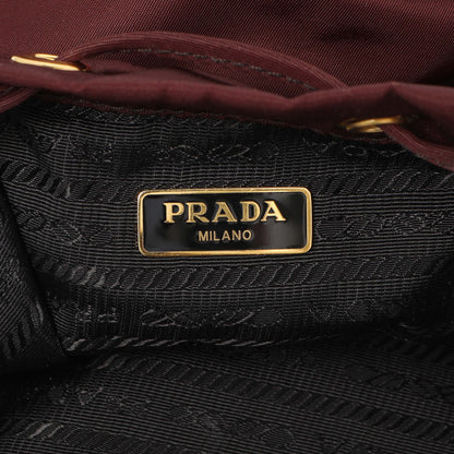 Exclusive Prada Burgundy Re-Nylon Saffiano Duet Bucket Crossbody Bag — Detail View