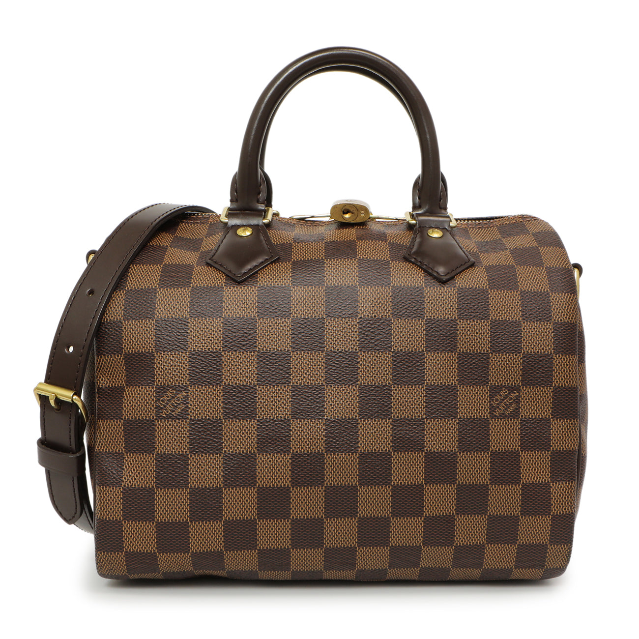 Exclusive Louis Vuitton Damier Ebene Speedy Bandouliere 25 — Front View